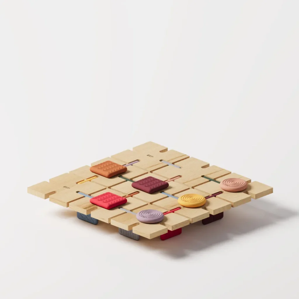 Auhinnatud Šveitsi disainiga BAVVIC ehituskopmlekti osadest koostatud kuju - lava